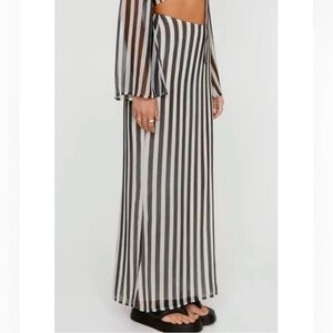 NASTY GAL Striped Black and White Maxi Skirt